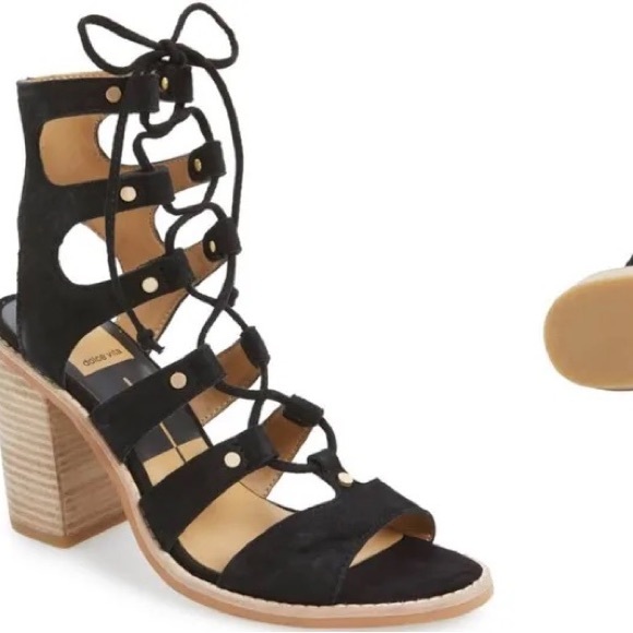 Dolce Vita Black Lace Up Heels - Picture 4 of 5